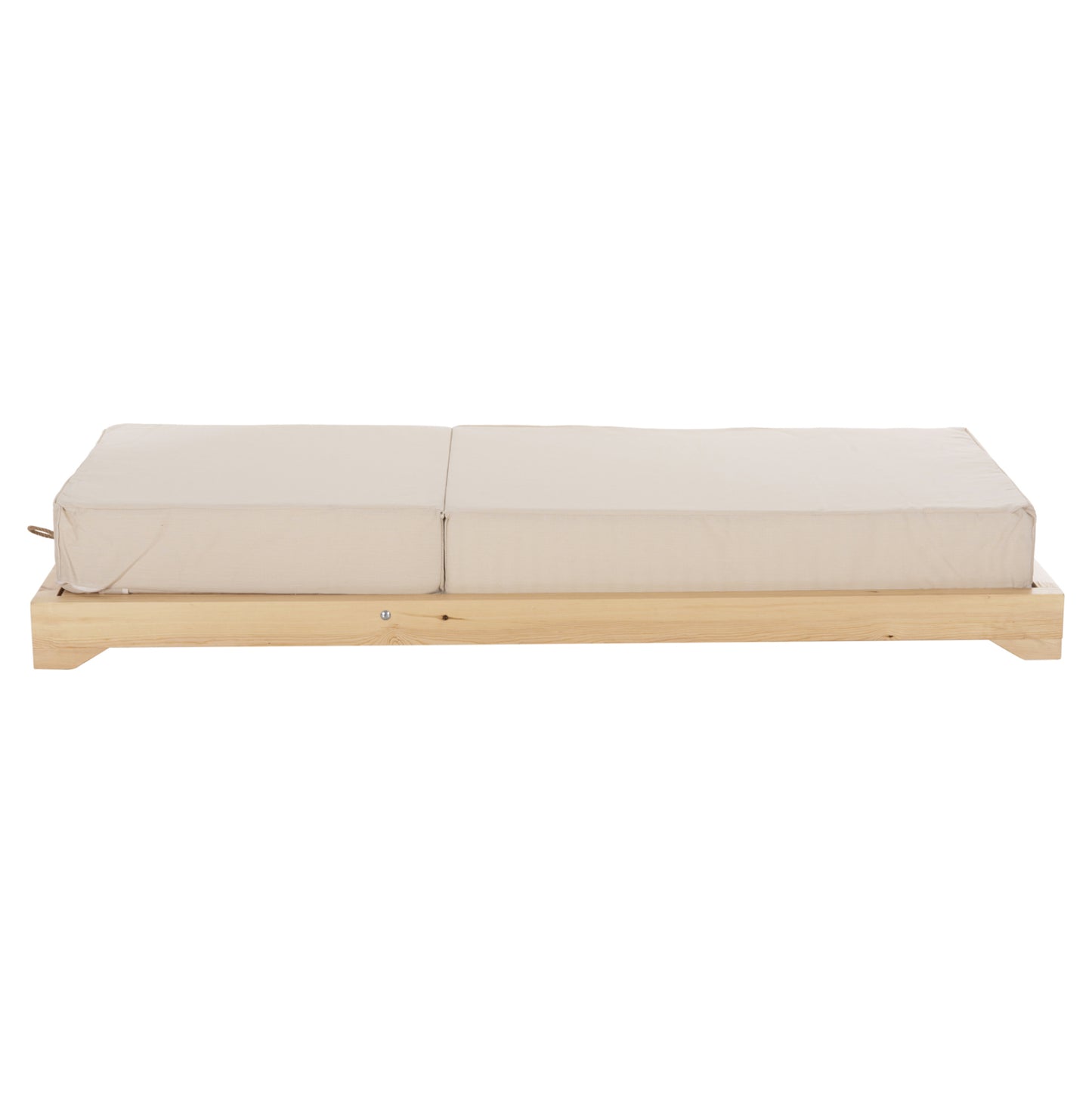 Beach Lounger Low Ikaria Hm10623.02 Pine Wood In Natural Color-beige Textilene-cushion 20cm Thick