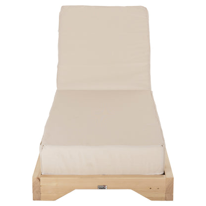 Beach Lounger Low Ikaria Hm10623.02 Pine Wood In Natural Color-beige Textilene-cushion 20cm Thick
