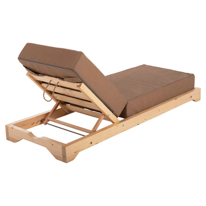 Beach Lounger Low Ikaria Hm10623.04 Pine Wood In Natural Color-mocha Textilene-cushion 20cm Thick