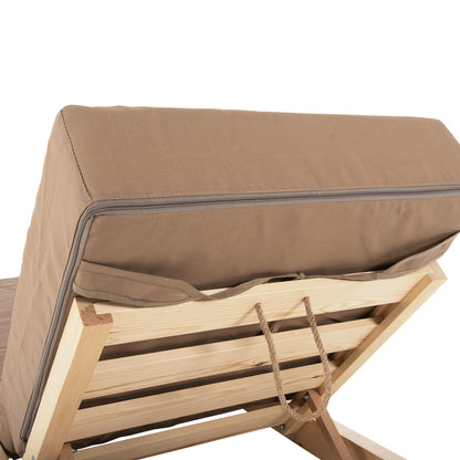 Beach Lounger Low Ikaria Hm10623.04 Pine Wood In Natural Color-mocha Textilene-cushion 20cm Thick