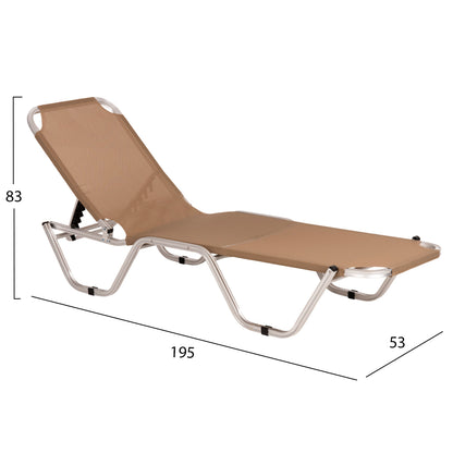 Professional Aluminum Sunbed Hm5071.80 Mocha 60x190x30-91 Cm