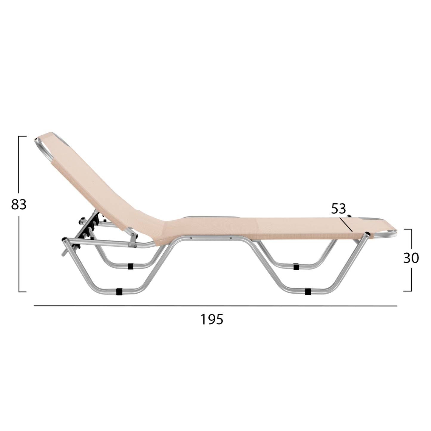 Professional Sunbed Aluminum Hm5071.60 Cream Color 60x195x30 Cm