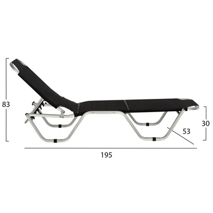 Professional Sunbed Aluminum Waldo Hm5071.90 Black 195x53-60x30  Cm