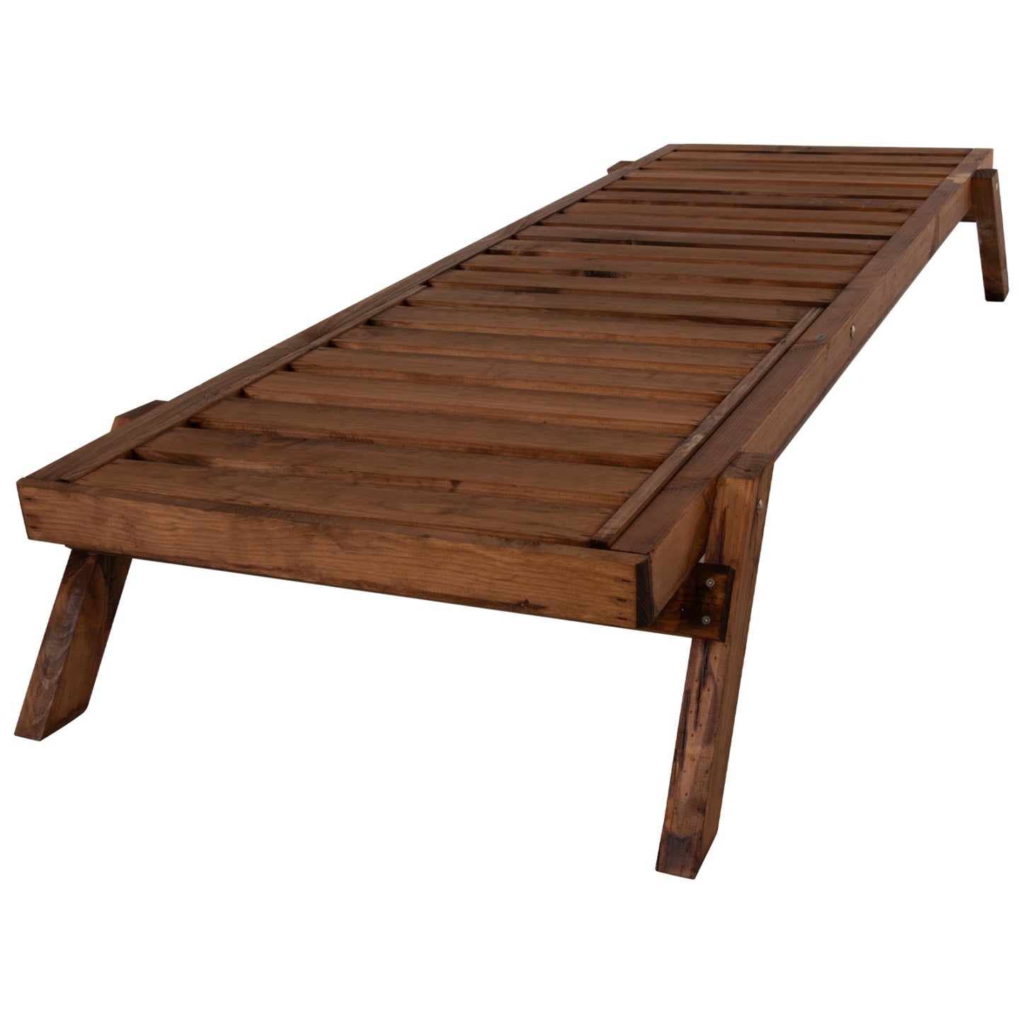 Professional Sunbed Hm11431.01 Fir Wood In Walnut Shade 72x196x29-84h Cm.
