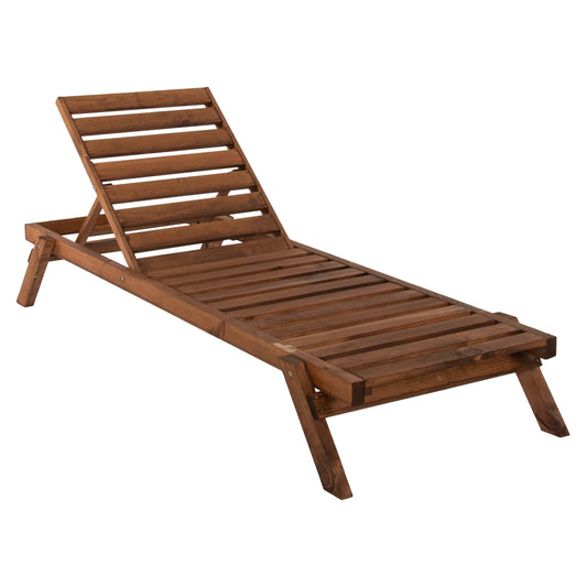 Professional Sunbed Hm11431.01 Fir Wood In Walnut Shade 72x196x29-84h Cm.