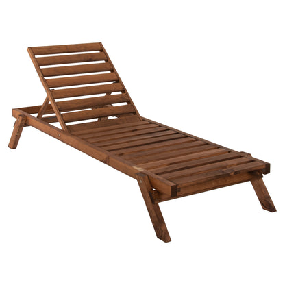 Professional Sunbed Hm11431.01 Fir Wood In Walnut Shade 72x196x29-84h Cm.