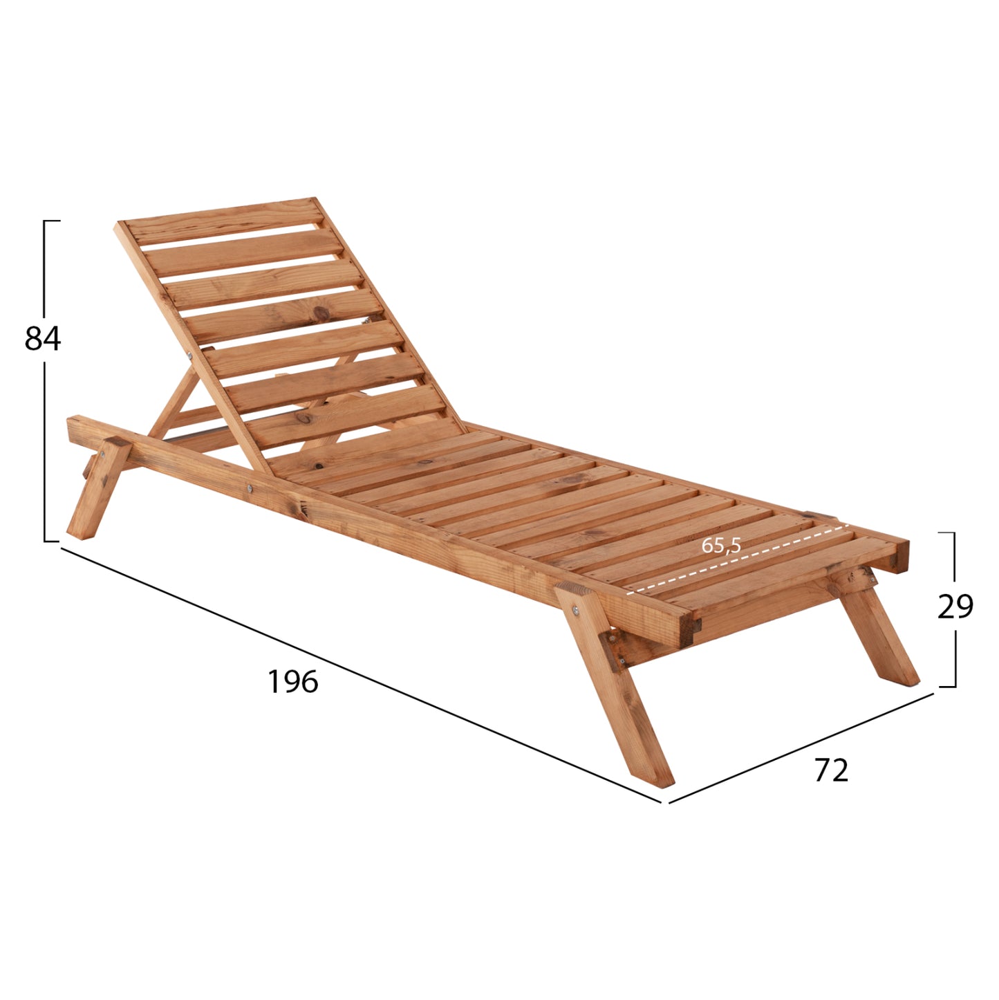 Professional Sunbed Hm11431.03 Fir Wood In Natural Shade 72x196x29-84h Cm.