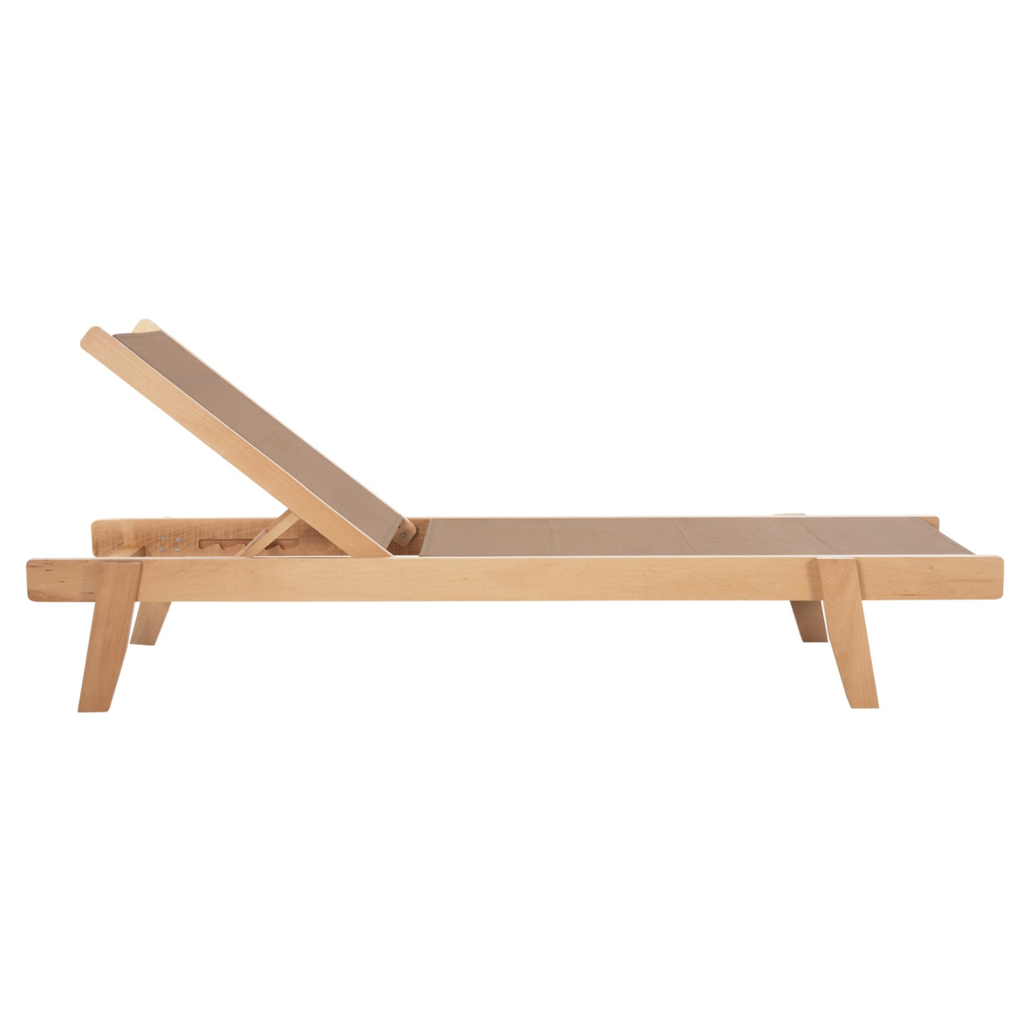 Sunbed Professional Creta Beech Wood In Natural Color & Mocha Textilene 200x61-66x31-91hcm.hm10356.05