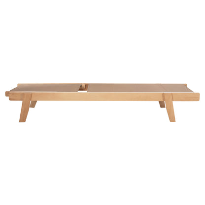 Sunbed Professional Creta Beech Wood In Natural Color & Mocha Textilene 200x61-66x31-91hcm.hm10356.05