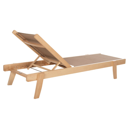 Sunbed Professional Creta Beech Wood In Natural Color & Mocha Textilene 200x61-66x31-91hcm.hm10356.05