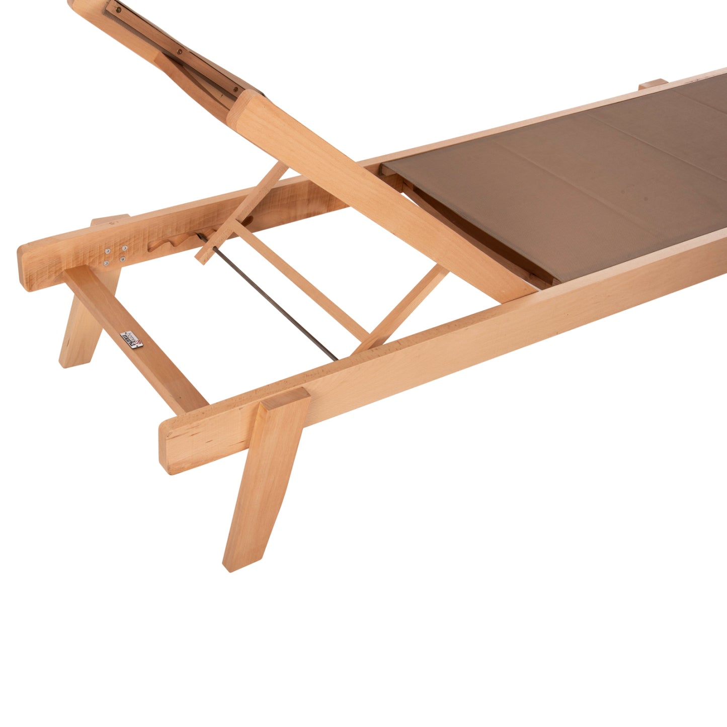 Sunbed Professional Creta Beech Wood In Natural Color & Mocha Textilene 200x61-66x31-91hcm.hm10356.05