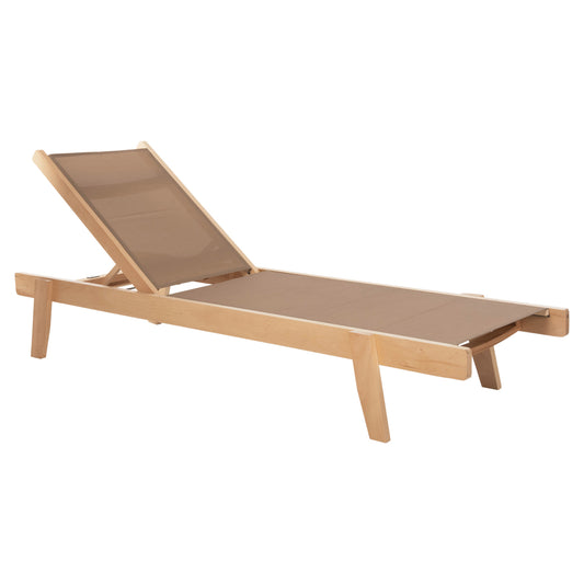 Sunbed Professional Creta Beech Wood In Natural Color & Mocha Textilene 200x61-66x31-91hcm.hm10356.05