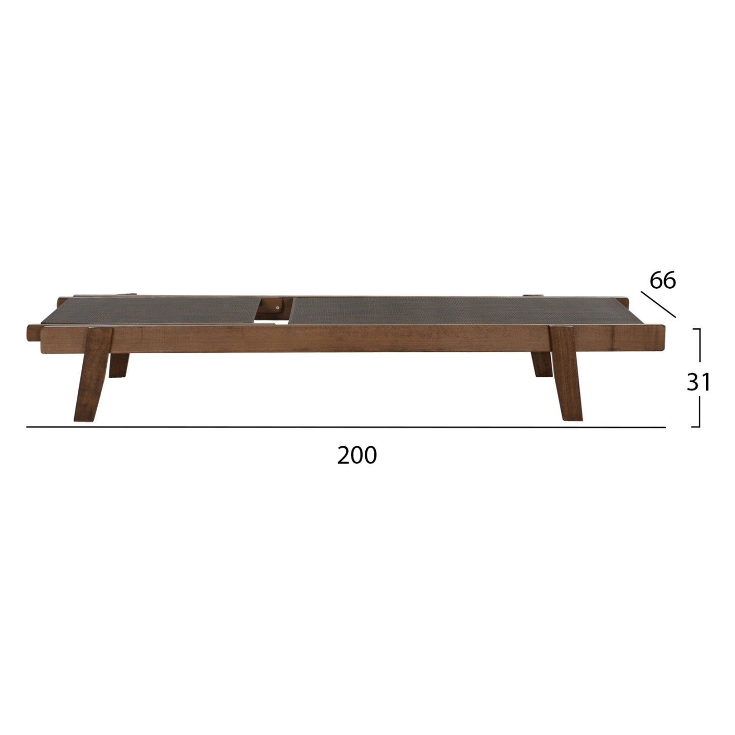 Sunbed Professional Creta Beech Wood In Walnut Color & Brown Textilene 200x61-66x31-91hcm.hm10356.04