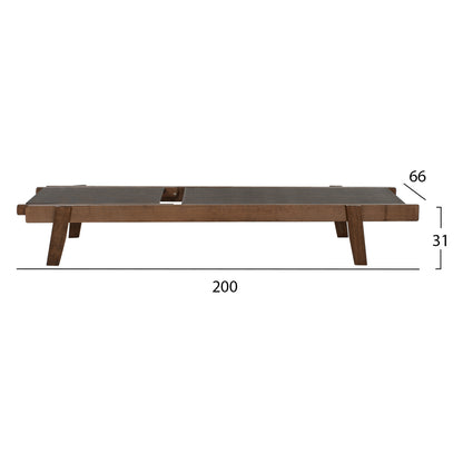 Sunbed Professional Creta Beech Wood In Walnut Color & Brown Textilene 200x61-66x31-91hcm.hm10356.04