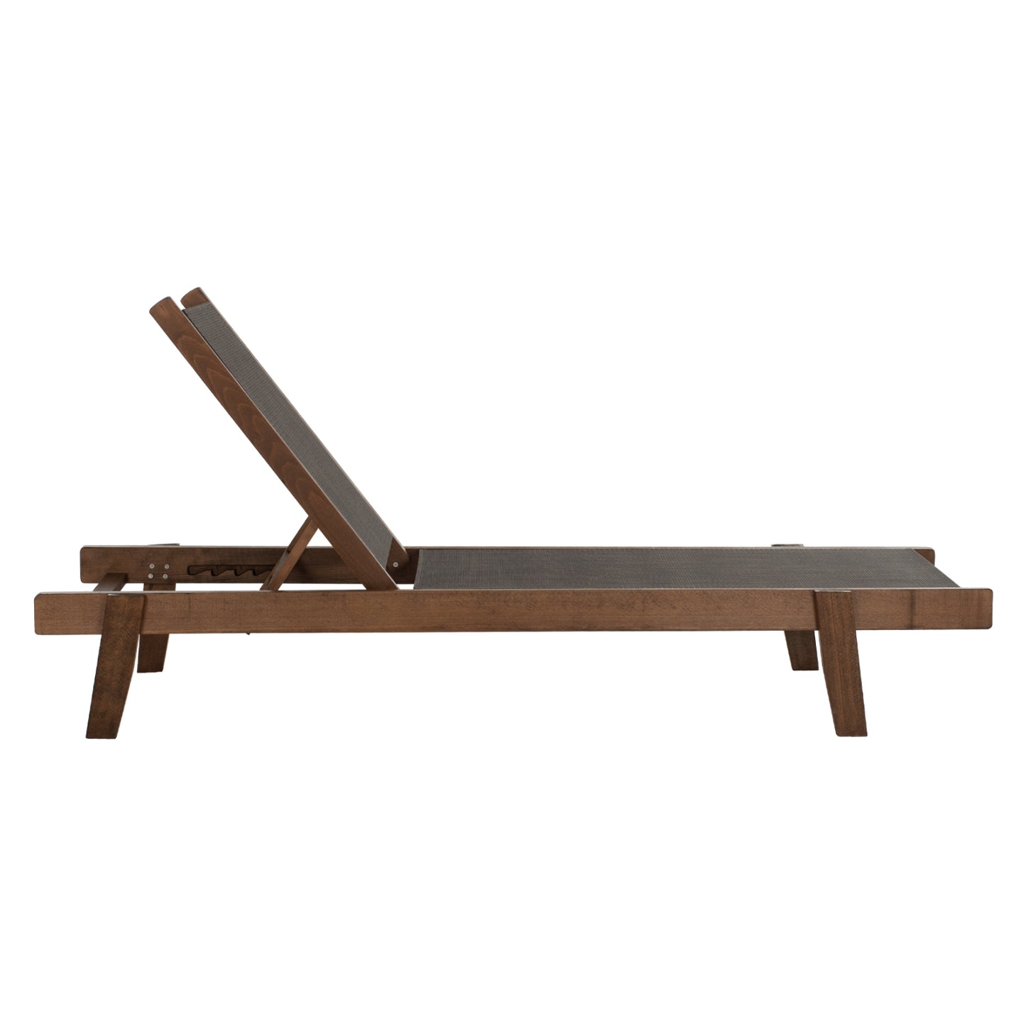 Sunbed Professional Creta Beech Wood In Walnut Color & Brown Textilene 200x61-66x31-91hcm.hm10356.04
