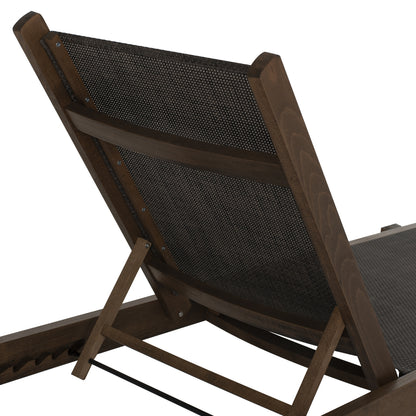 Sunbed Professional Creta Beech Wood In Walnut Color & Brown Textilene 200x61-66x31-91hcm.hm10356.04