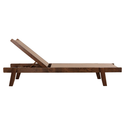 Sunbed Professional Creta Beech Wood In Walnut Color & Mocha Textilene 200x61-66x31-91hcm.hm10356.06