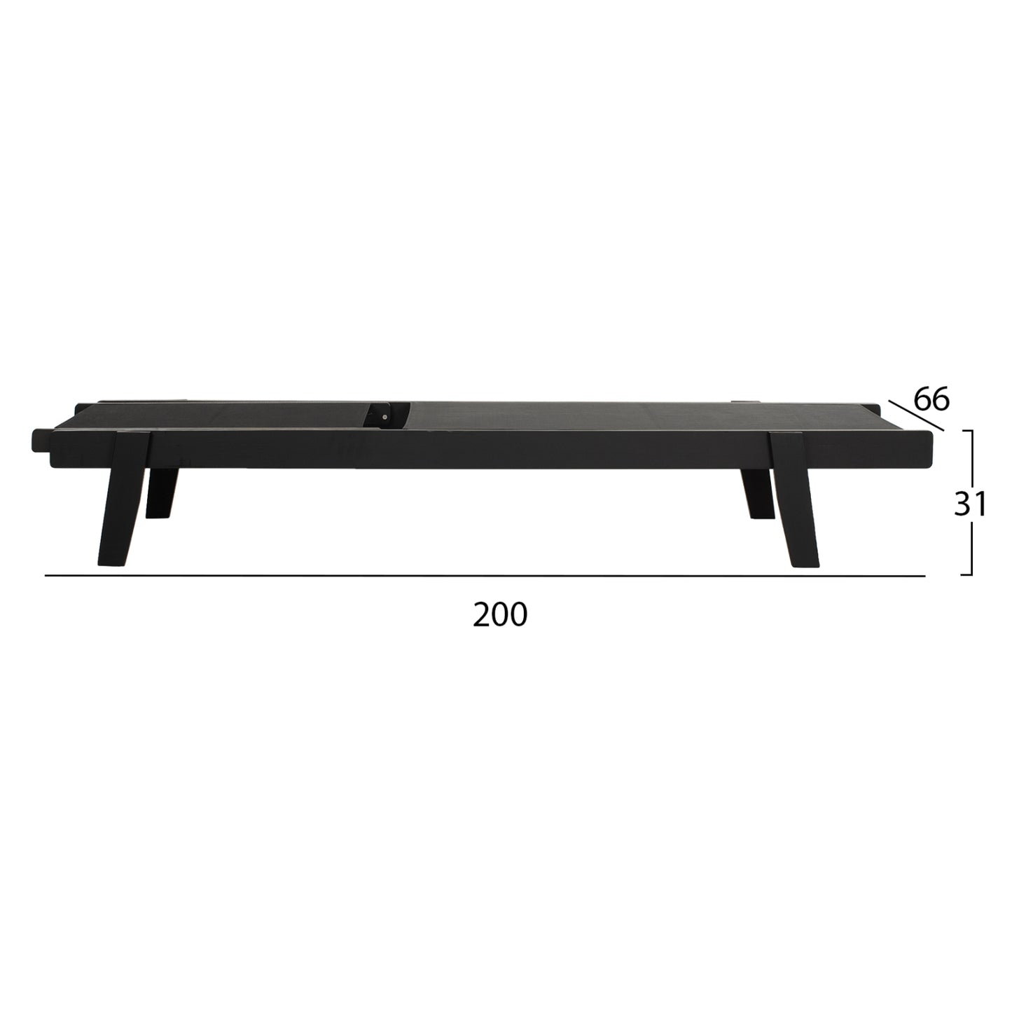 Professional Sunbed Beech Wood Creta Black & Black Fabric Hm11340.02 202,5x66,5x30,5 Cm