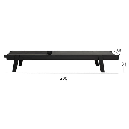 Professional Sunbed Beech Wood Creta Black & Black Fabric Hm11340.02 202,5x66,5x30,5 Cm