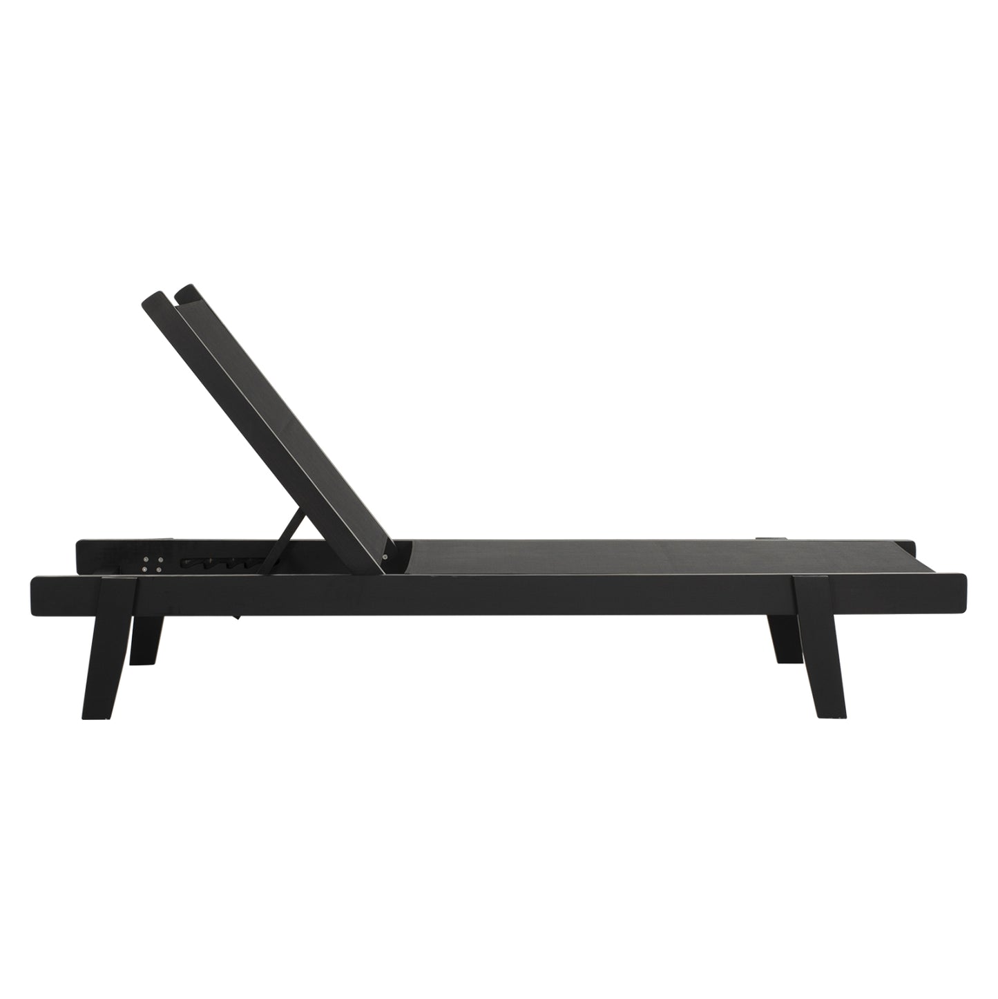 Professional Sunbed Beech Wood Creta Black & Black Fabric Hm11340.02 202,5x66,5x30,5 Cm