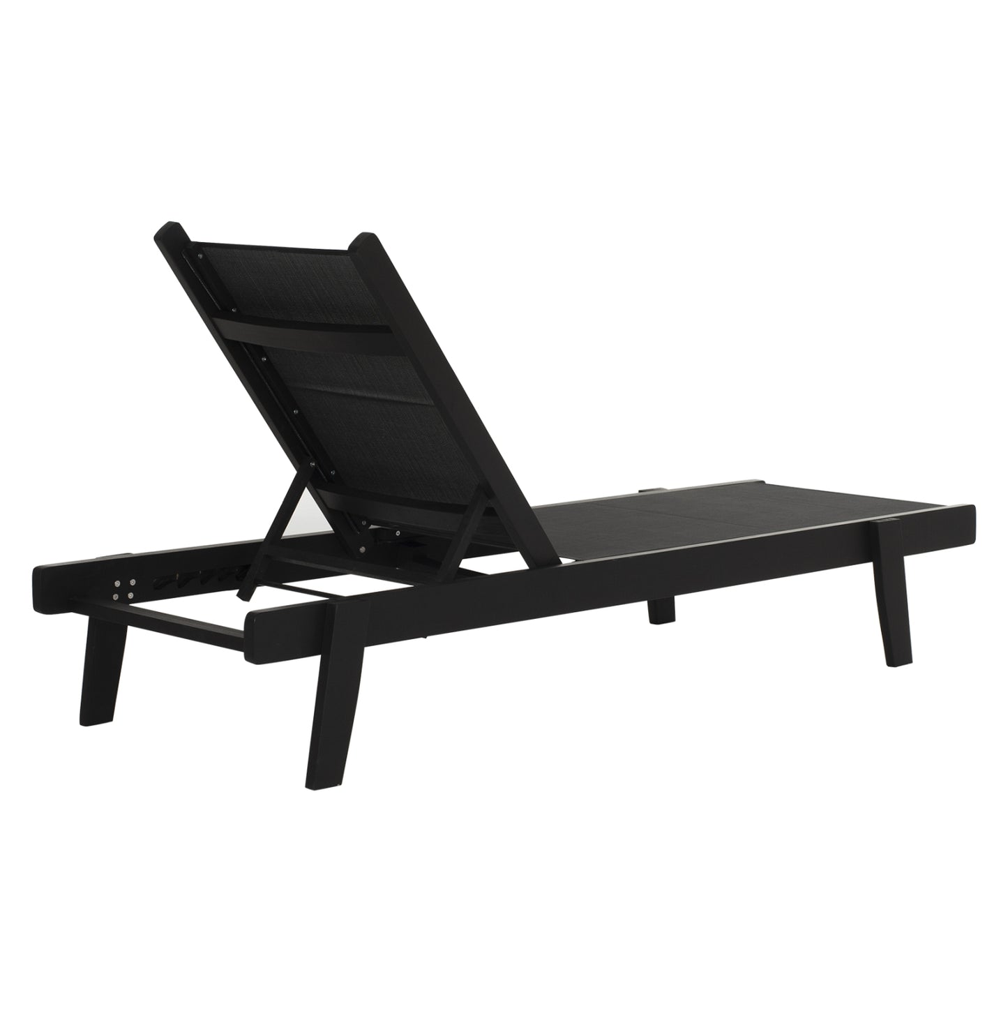 Professional Sunbed Beech Wood Creta Black & Black Fabric Hm11340.02 202,5x66,5x30,5 Cm