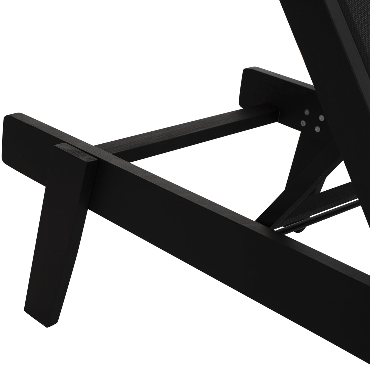 Professional Sunbed Beech Wood Creta Black & Black Fabric Hm11340.02 202,5x66,5x30,5 Cm