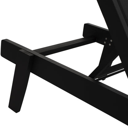 Professional Sunbed Beech Wood Creta Black & Black Fabric Hm11340.02 202,5x66,5x30,5 Cm