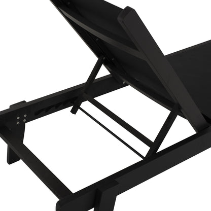 Professional Sunbed Beech Wood Creta Black & Black Fabric Hm11340.02 202,5x66,5x30,5 Cm