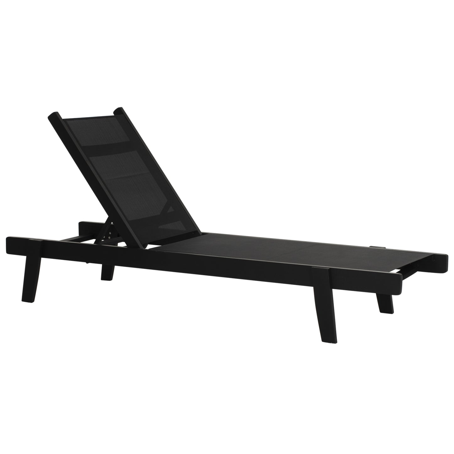 Professional Sunbed Beech Wood Creta Black & Black Fabric Hm11340.02 202,5x66,5x30,5 Cm