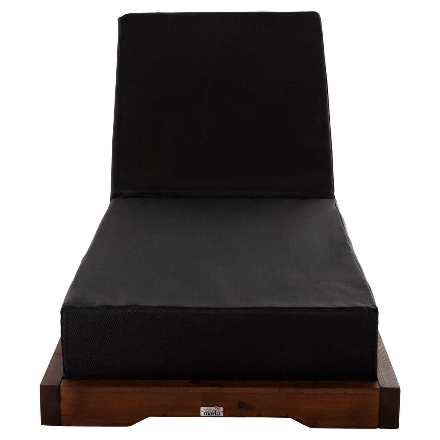 Beach Lounger Ikaria Low Hm10622.01 Pine Wood In Walnut Color-black Textilene-cushion 20cm Thick