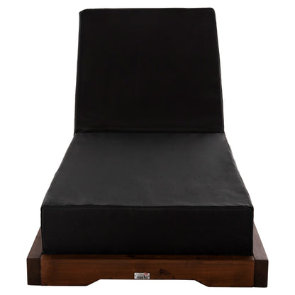 Beach Lounger Ikaria Low Hm10622.01 Pine Wood In Walnut Color-black Textilene-cushion 20cm Thick