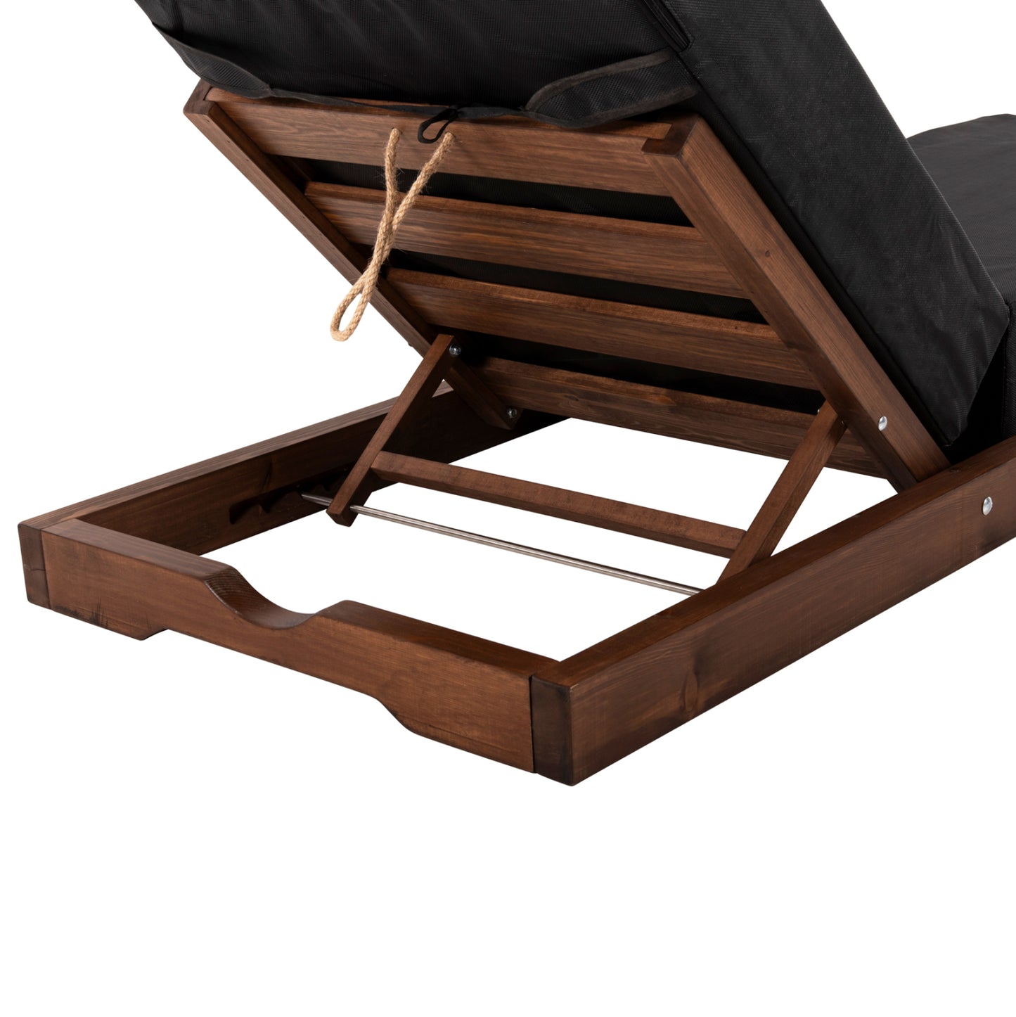 Beach Lounger Ikaria Low Hm10622.01 Pine Wood In Walnut Color-black Textilene-cushion 20cm Thick