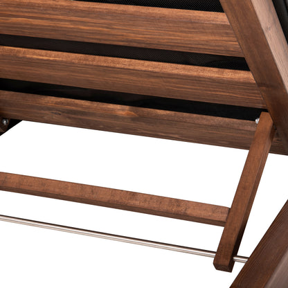Beach Lounger Ikaria Low Hm10622.01 Pine Wood In Walnut Color-black Textilene-cushion 20cm Thick