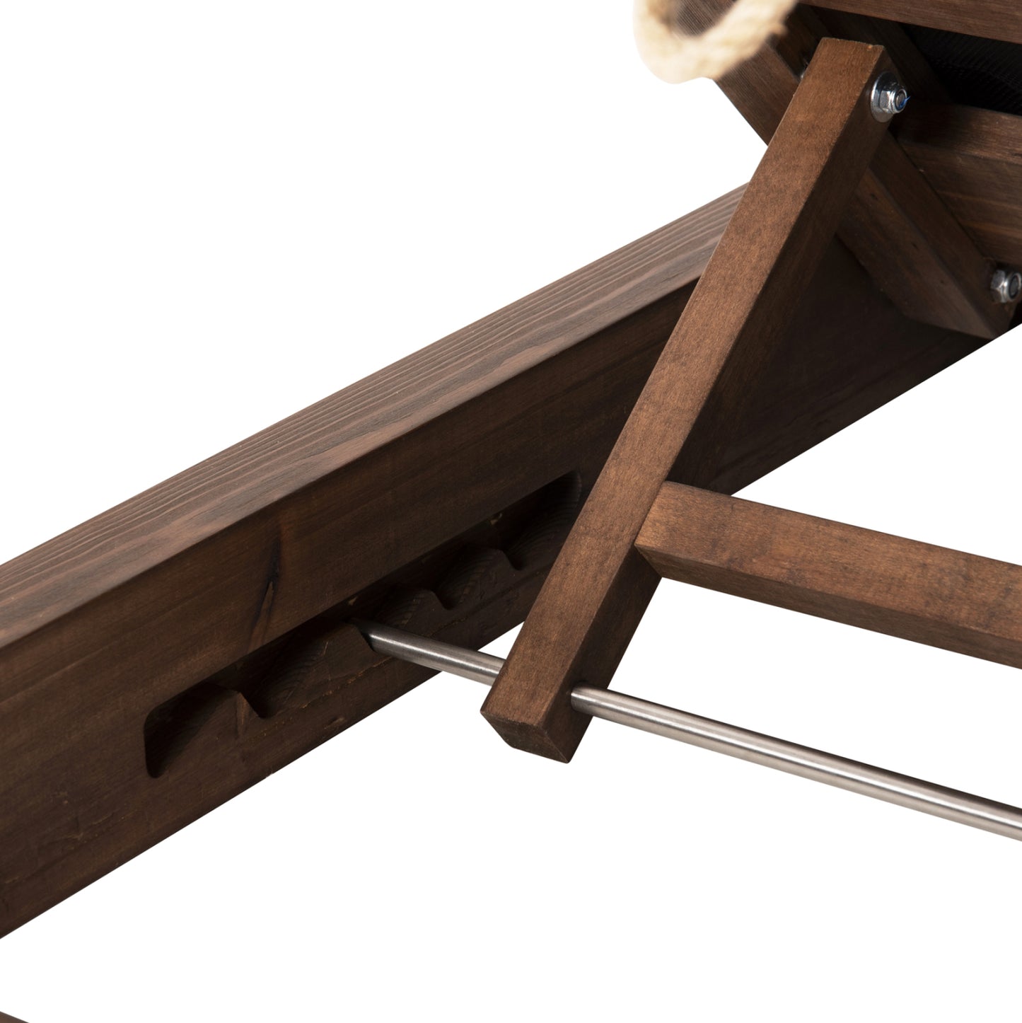 Beach Lounger Ikaria Low Hm10622.01 Pine Wood In Walnut Color-black Textilene-cushion 20cm Thick