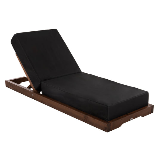 Beach Lounger Ikaria Low Hm10622.01 Pine Wood In Walnut Color-black Textilene-cushion 20cm Thick