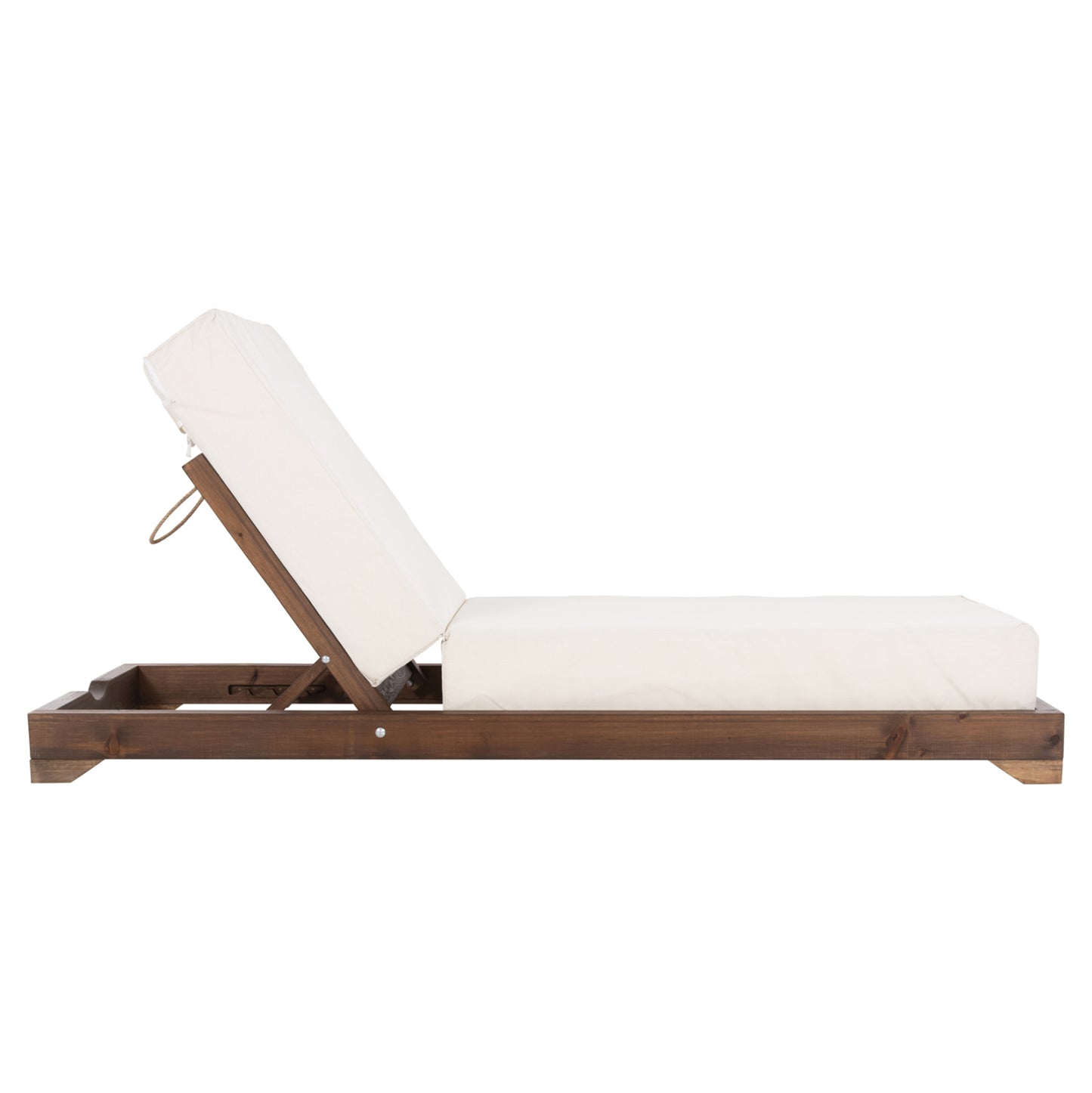 Beach Lounger Low Ikaria Hm10622.02 Pine Wood In Walnut Color-ecru Textilene-cushion 20cm Thick