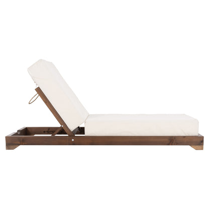 Beach Lounger Low Ikaria Hm10622.02 Pine Wood In Walnut Color-ecru Textilene-cushion 20cm Thick