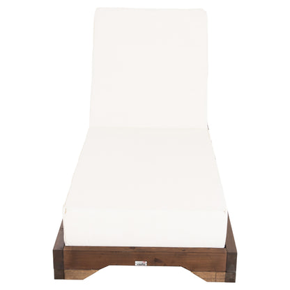 Beach Lounger Low Ikaria Hm10622.02 Pine Wood In Walnut Color-ecru Textilene-cushion 20cm Thick