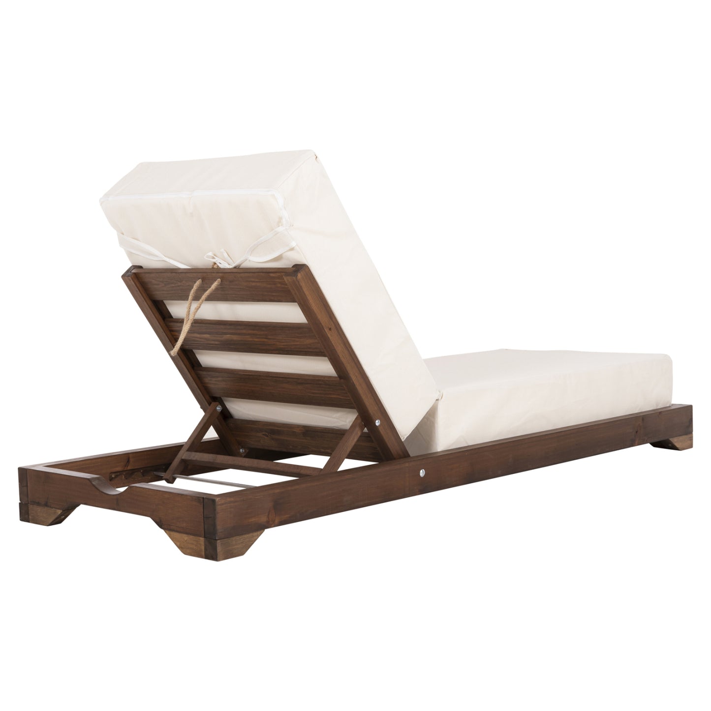 Beach Lounger Low Ikaria Hm10622.02 Pine Wood In Walnut Color-ecru Textilene-cushion 20cm Thick