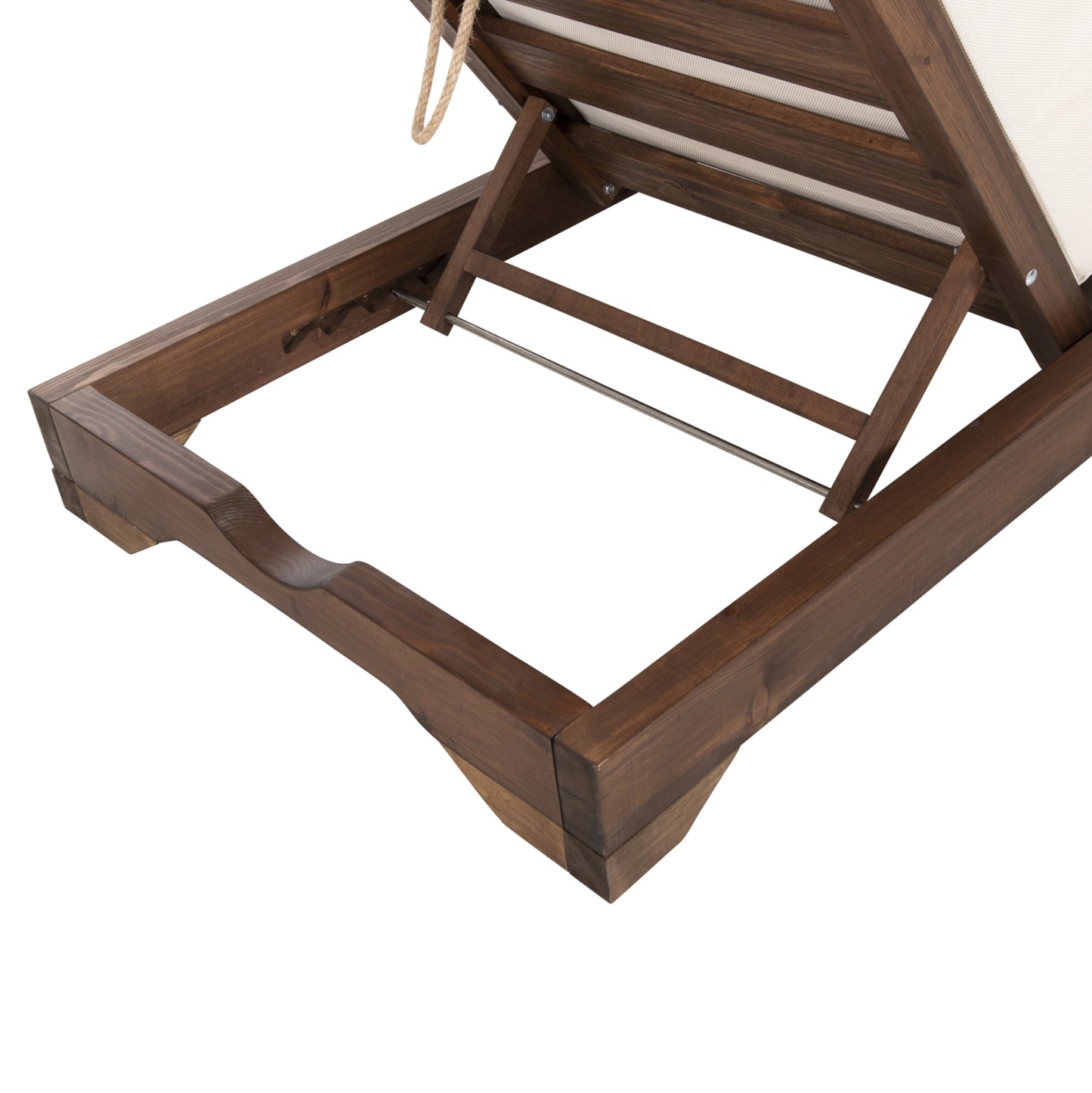 Beach Lounger Low Ikaria Hm10622.02 Pine Wood In Walnut Color-ecru Textilene-cushion 20cm Thick
