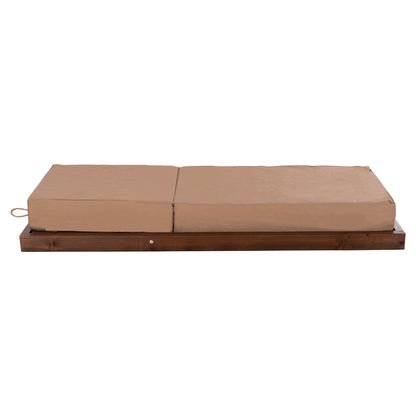 Beach Lounger Low Ikaria Hm10622.04 Pine Wood In Walnut Color-mocha Textilene-cushion 20cm Thick