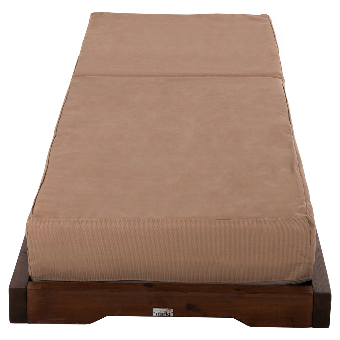 Beach Lounger Low Ikaria Hm10622.04 Pine Wood In Walnut Color-mocha Textilene-cushion 20cm Thick