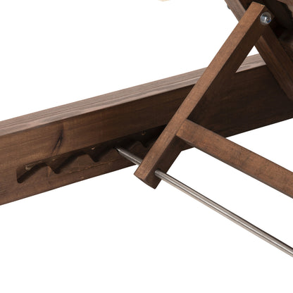 Beach Lounger Low Ikaria Hm10622.04 Pine Wood In Walnut Color-mocha Textilene-cushion 20cm Thick