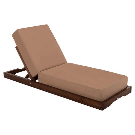 Beach Lounger Low Ikaria Hm10622.04 Pine Wood In Walnut Color-mocha Textilene-cushion 20cm Thick