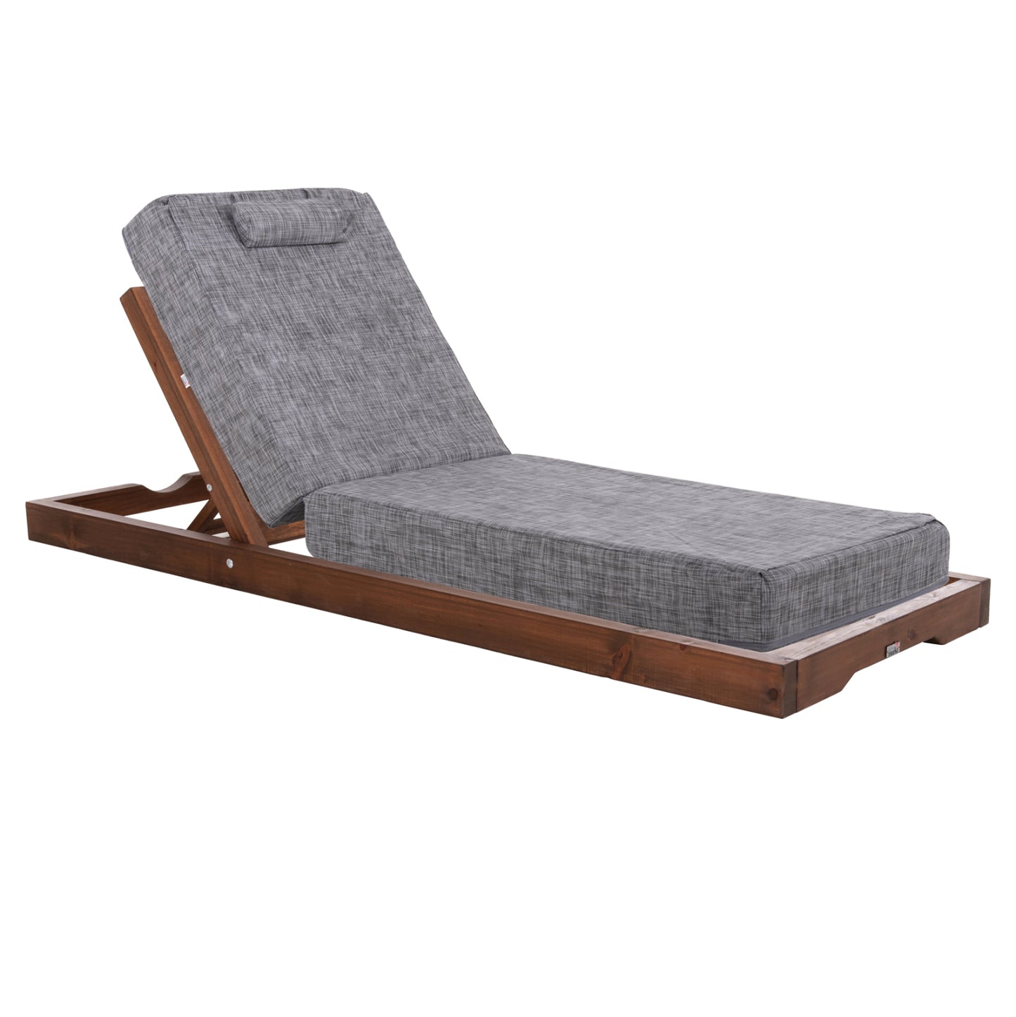 Beach Lounger Ikaria Hm10622.05 Pine Wood In Walnut--grey Textilene--cushion 20cm
