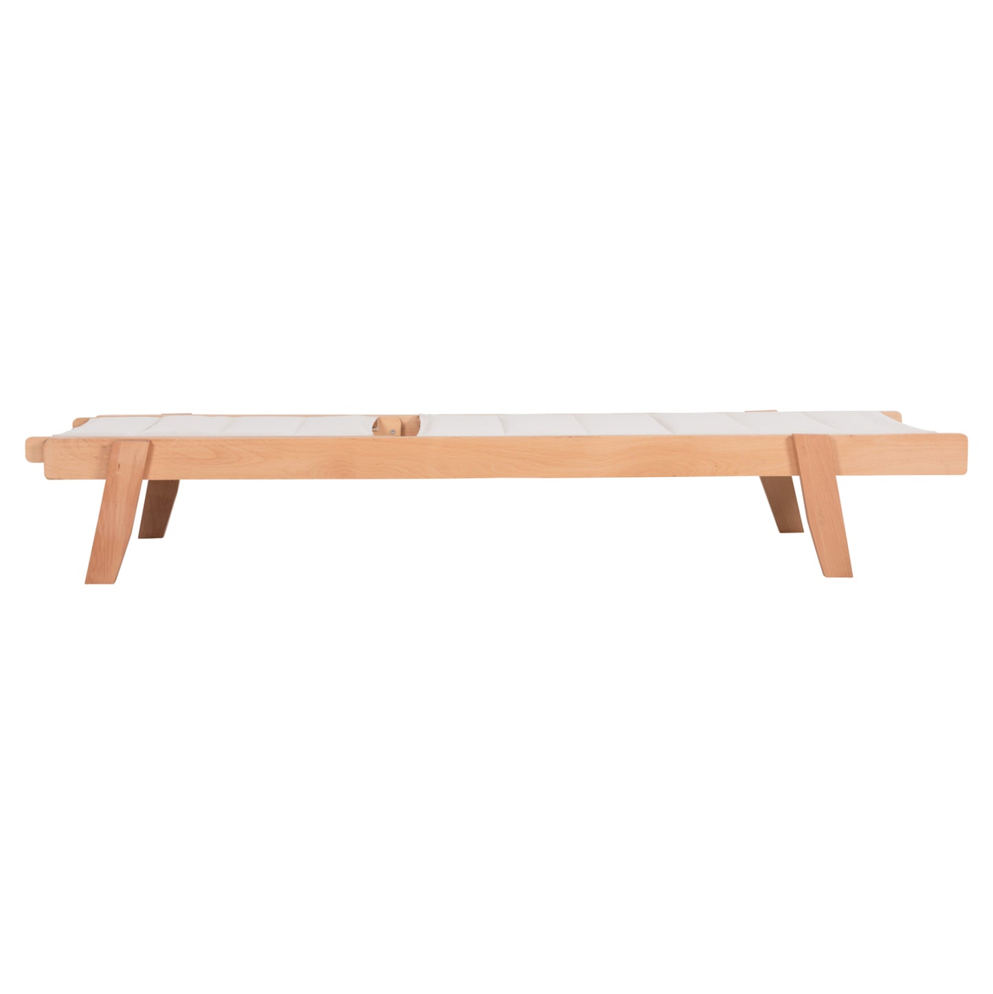 Beach Lounger Milos Hm10650.01 Beech Wood In Natural-ecru Textilene Cushion Cover 204x65x92,5hcm.