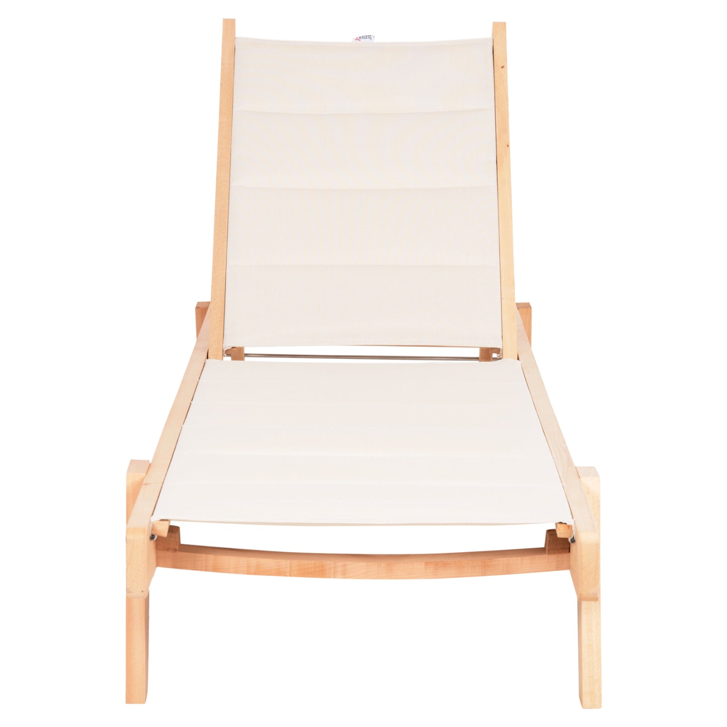 Beach Lounger Milos Hm10650.01 Beech Wood In Natural-ecru Textilene Cushion Cover 204x65x92,5hcm.