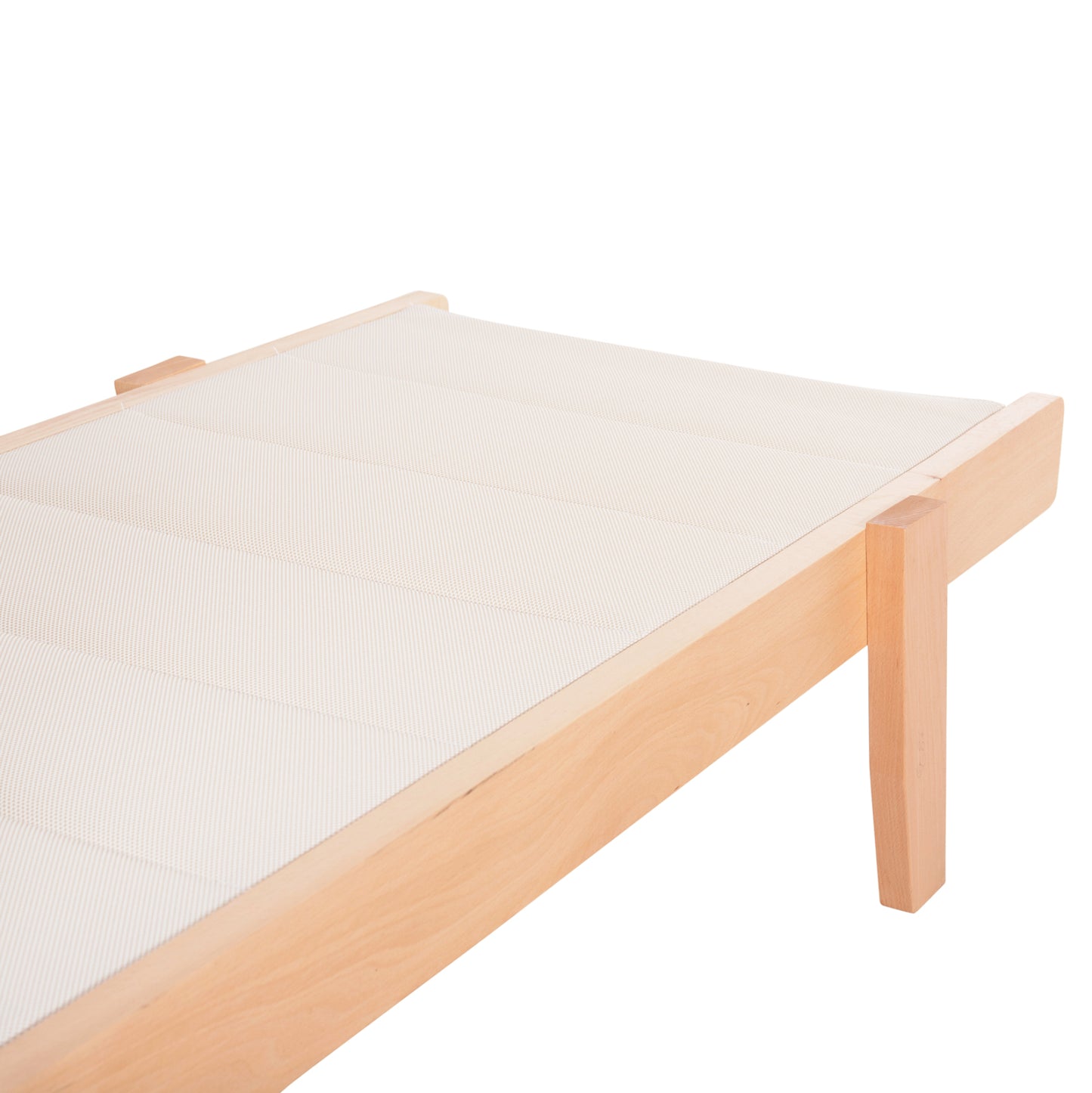 Beach Lounger Milos Hm10650.01 Beech Wood In Natural-ecru Textilene Cushion Cover 204x65x92,5hcm.