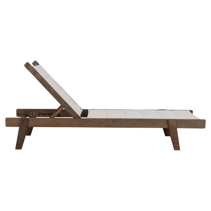 Beach Lounger Milos Hm10685.01 Beech Wood In Walnut-ecru Textilene Cushion Cover 204x65x92,5hcm.