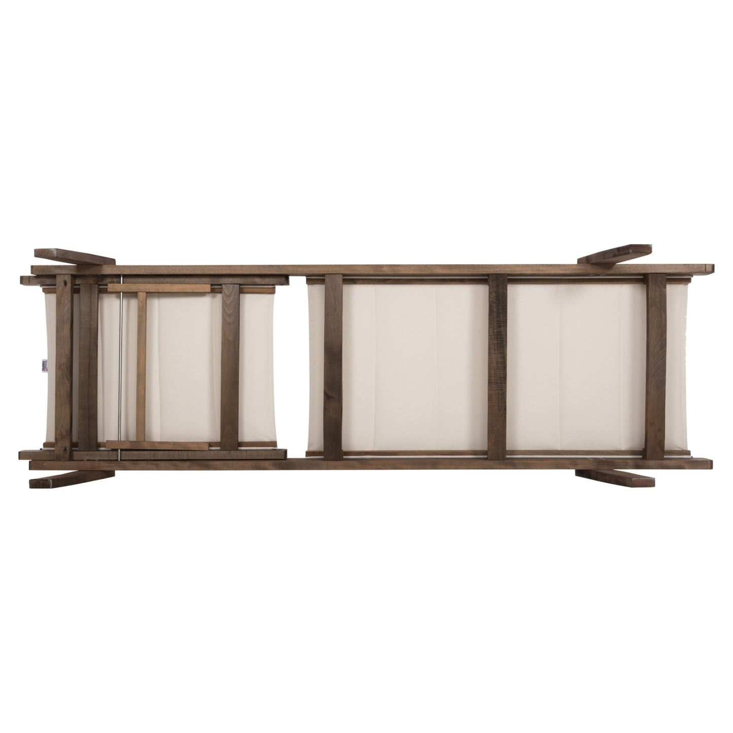 Beach Lounger Milos Hm10685.01 Beech Wood In Walnut-ecru Textilene Cushion Cover 204x65x92,5hcm.
